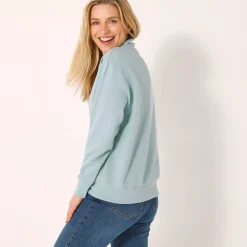Sweater met opstaande ritskraag in geruwd molton