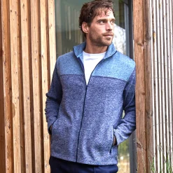 Sweater met opstaande ritskraag, tricot gevoerd met molton