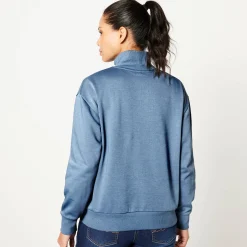 Sweater met opstaande ritskraag in geruwd molton