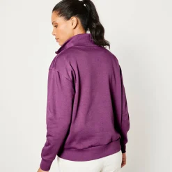 Sweater met opstaande ritskraag in geruwd molton