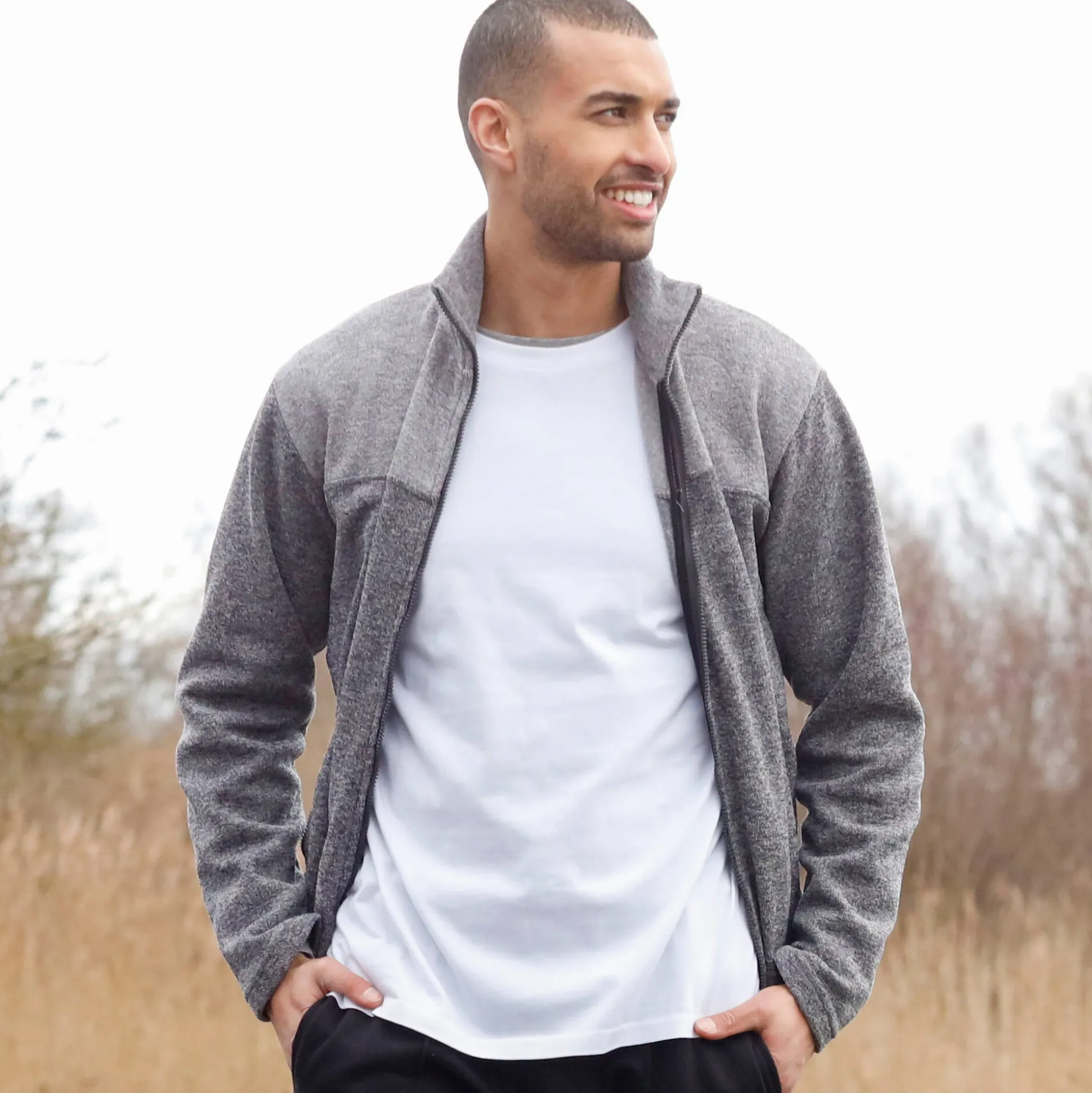 Sweater met opstaande ritskraag, tricot gevoerd met molton