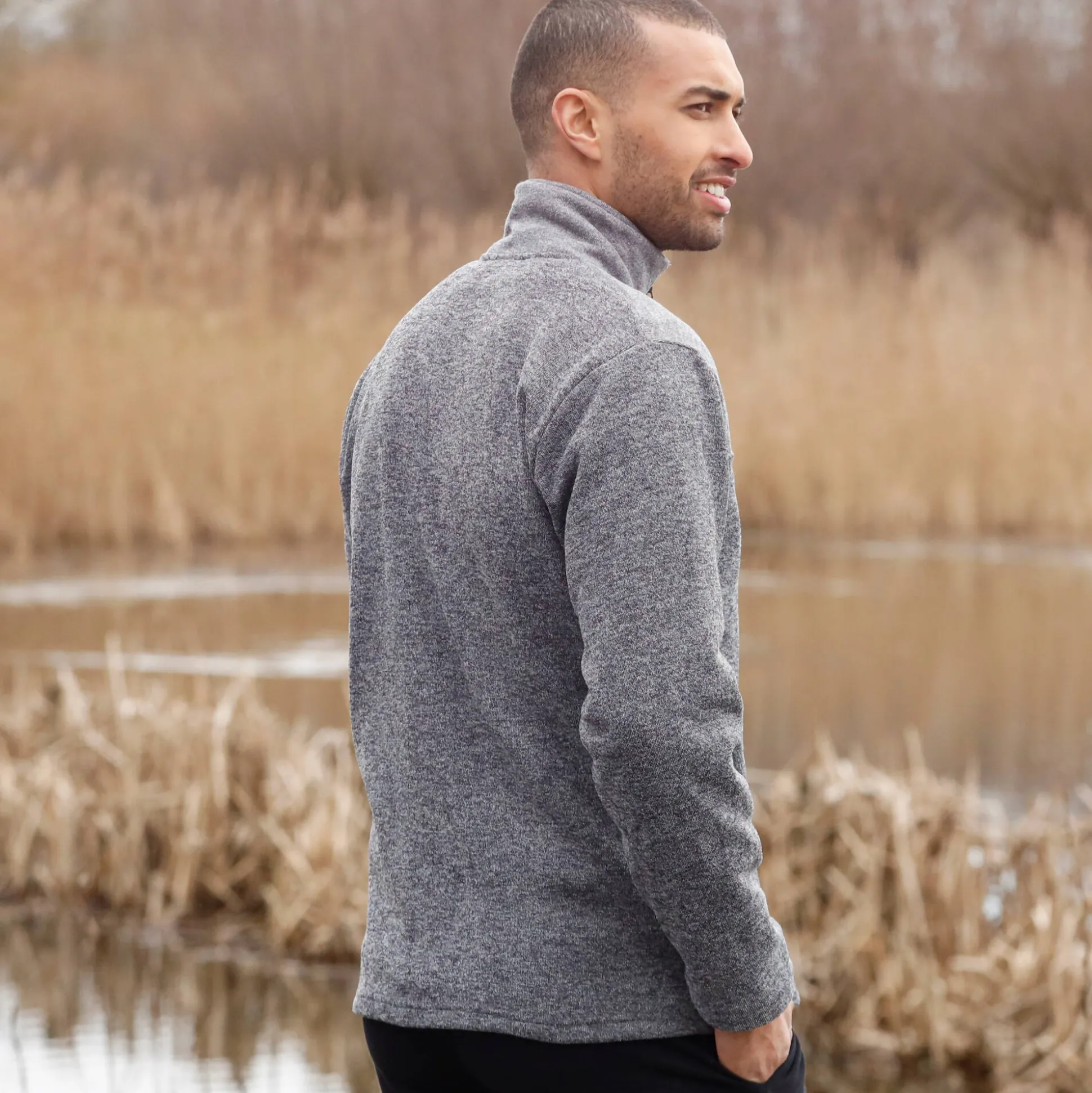 Sweater met opstaande ritskraag, tricot gevoerd met molton