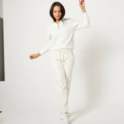 Sweater met opstaande ritskraag in geruwd molton