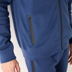 Sweater met rits en kap, in geruwd molton, met contrasterende details