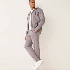 Sweater met rits en kap, in geruwd molton, met contrasterende details