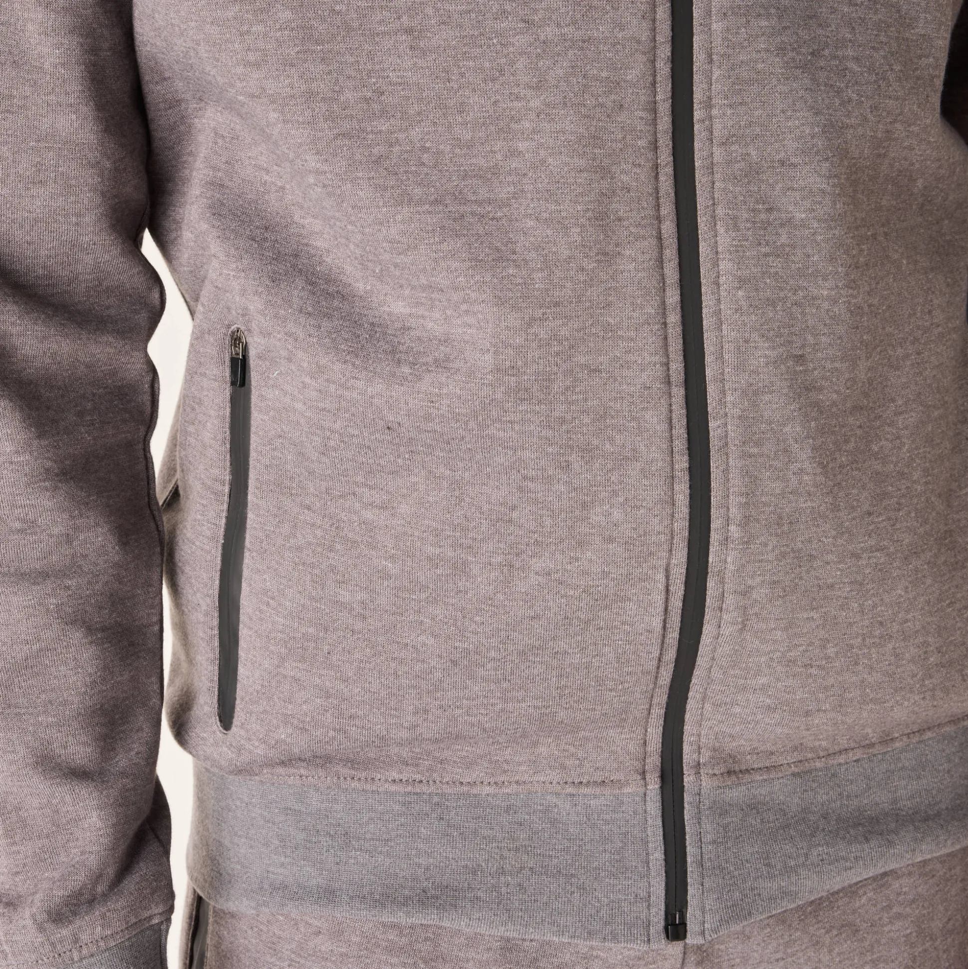 Sweater met rits en kap, in geruwd molton, met contrasterende details