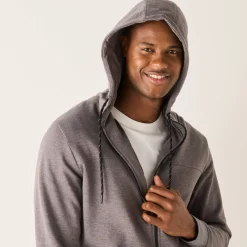 Sweater met rits en kap, in geruwd molton, met contrasterende details