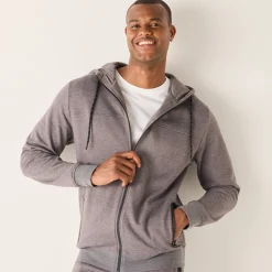 Sweater met rits en kap, in geruwd molton, met contrasterende details