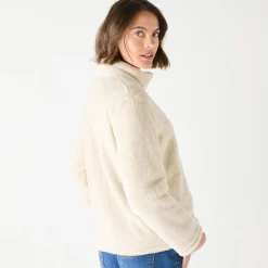 Sweater met rits, pluchetricot