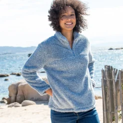 Sweater met rits, pluchetricot
