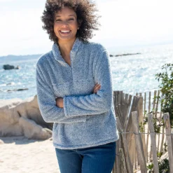 Sweater met rits, pluchetricot