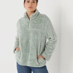 Sweater met rits, pluchetricot