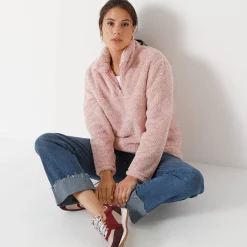 Sweater met rits, pluchetricot