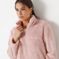 Sweater met rits, pluchetricot