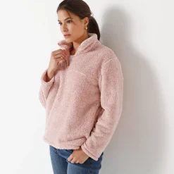 Sweater met rits, pluchetricot