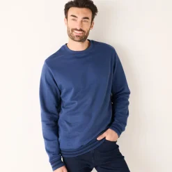Sweater met ronde hals, in geruwd molton, met contrasterende streepdetails
