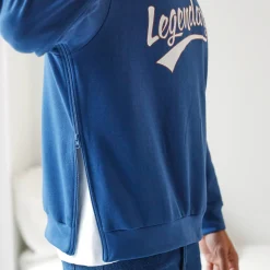 Sweater met ronde hals, rits opzij