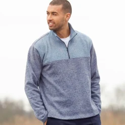 Sweater met truckerskraag en rits, in tricot met moltonvoering