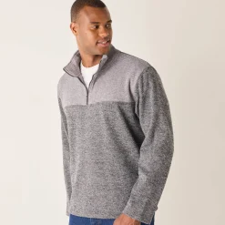 Sweater met truckerskraag en rits, in tricot met moltonvoering