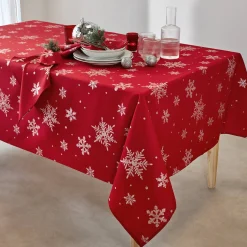 Tafellaken bedrukt met zilverkleurige sneeuwvlokken