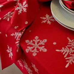 Tafellaken bedrukt met zilverkleurige sneeuwvlokken