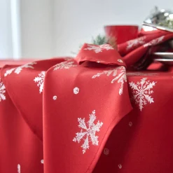Tafellaken bedrukt met zilverkleurige sneeuwvlokken