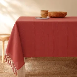 Tafellaken in katoen met artisanaal weefsel