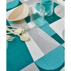 Tafellaken in toile cirée met duo patchwork print