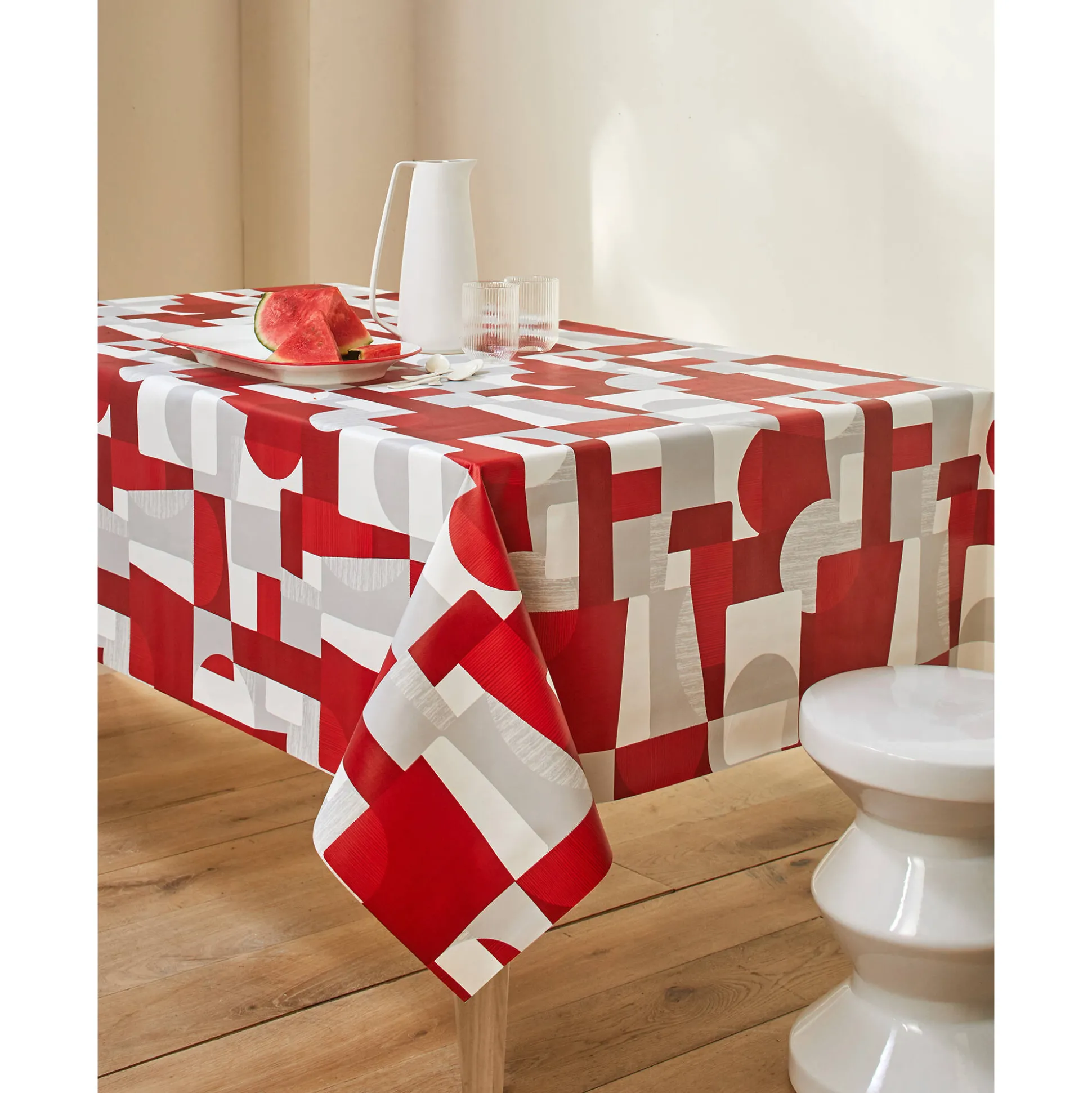 Tafellaken in toile cirée met duo patchwork print