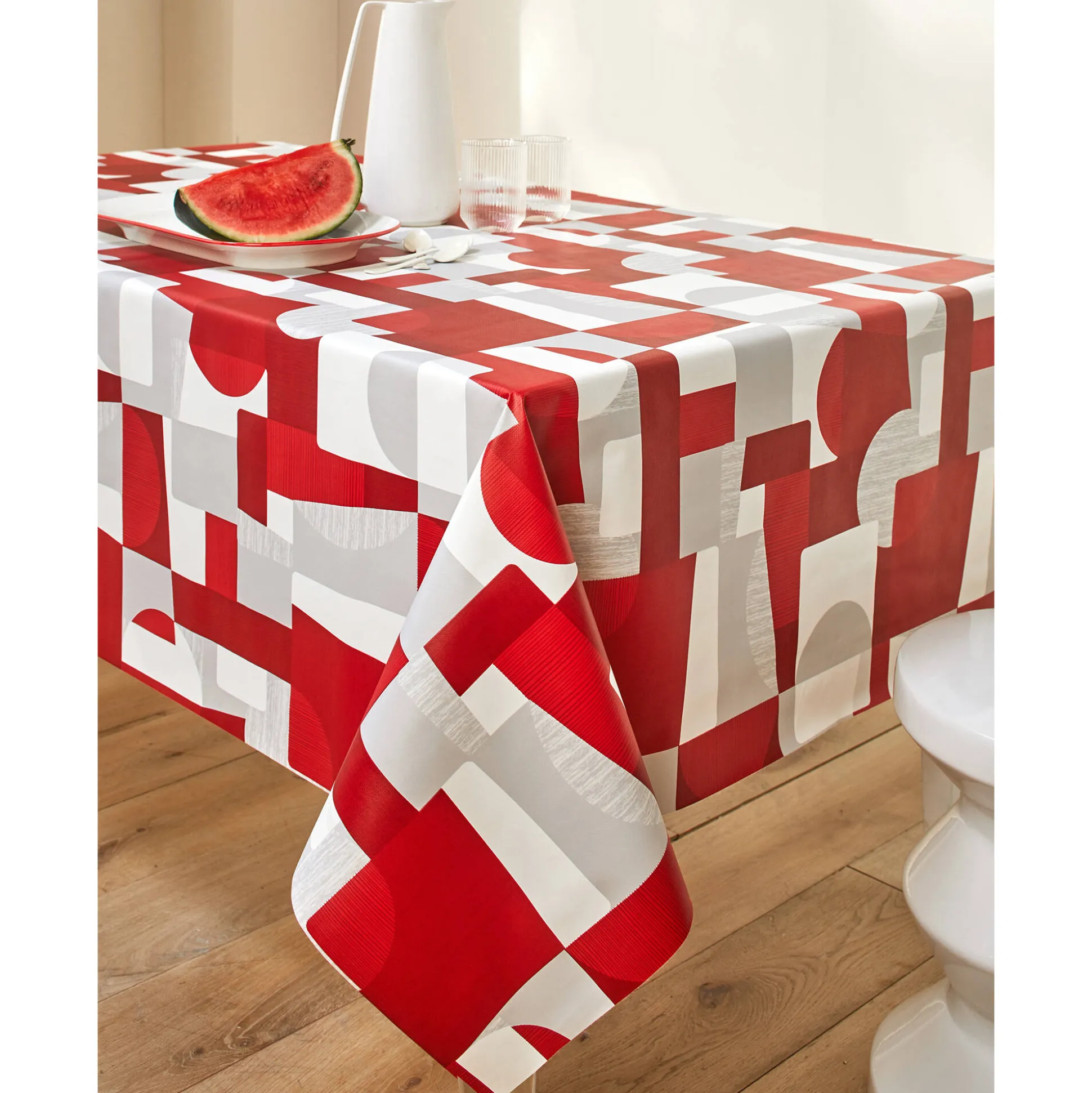 Tafellaken in toile cirée met duo patchwork print