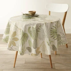 Tafellaken in toile cirée, met bladerenprint