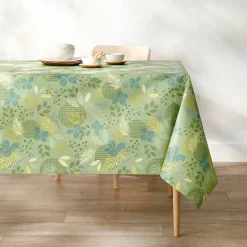 Tafellaken in toile cirée met bladerenprint