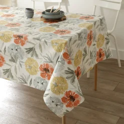 Tafellaken in toile cirée met grote bloemenprint