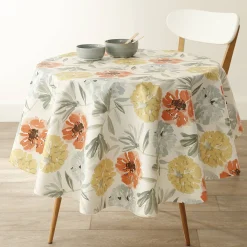 Tafellaken in toile cirée met grote bloemenprint