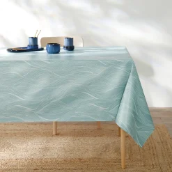 Tafellaken in toile cirée met golvenprint