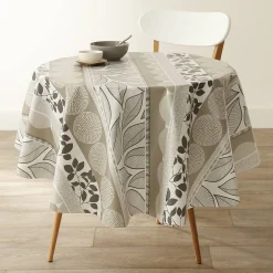 Tafellaken in toile cirée met bladeren- en tafellopereffect