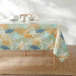 Tafellaken in toile cirée met bladerenmotief