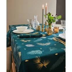 Tafellaken met goudkleurige bladerenprint