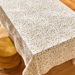 Tafellaken met goudkleurige blaadjesprint