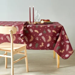 Tafellaken met goudkleurige bladerenprint
