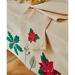 Tafellaken met hulst- en poinsettiaprint
