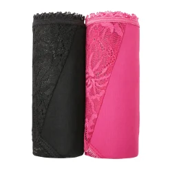 Tangaslip met hoge taille in microvezel en rekbare kant - set van 2