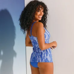 Tankini voor postoperatief gebruik Gamao, bedrukt in blauw en ecru