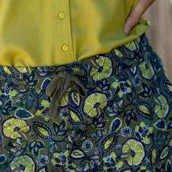 Tapered broek in katoen-linnen, etnische print