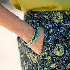 Tapered broek in katoen-linnen, etnische print