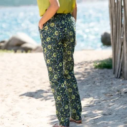 Tapered broek in katoen-linnen, etnische print