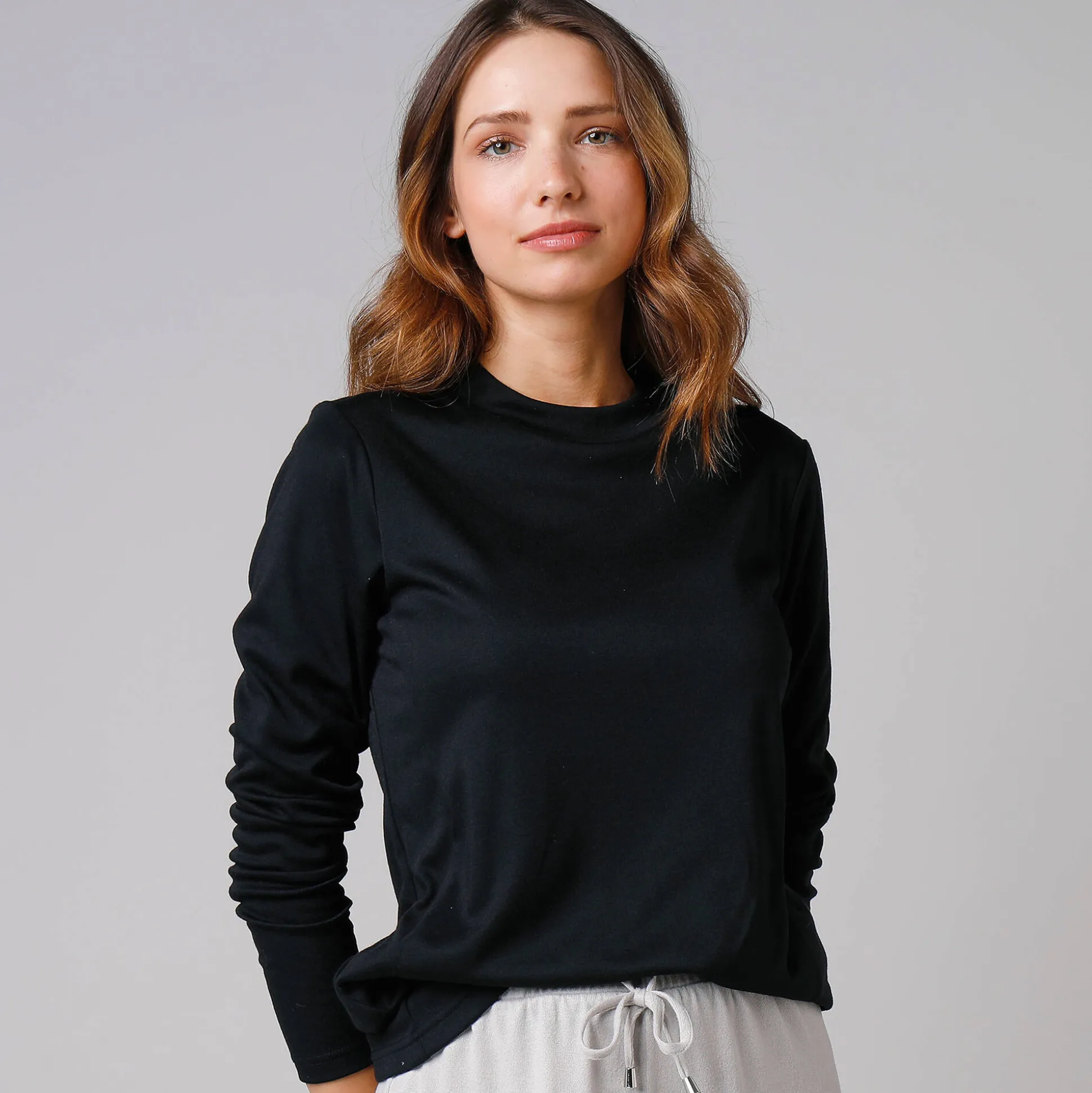 Thermisch T-shirt met opstaand kraagje - lange mouwen