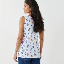 Topje in katoen met brede bandjes, bloemenprint
