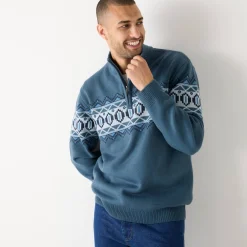 Trucker trui van jersey met jacquardmotief en fleecevoering