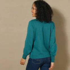 Trui in fantasietricot en knoopdetail aan de polsen, zachte touch